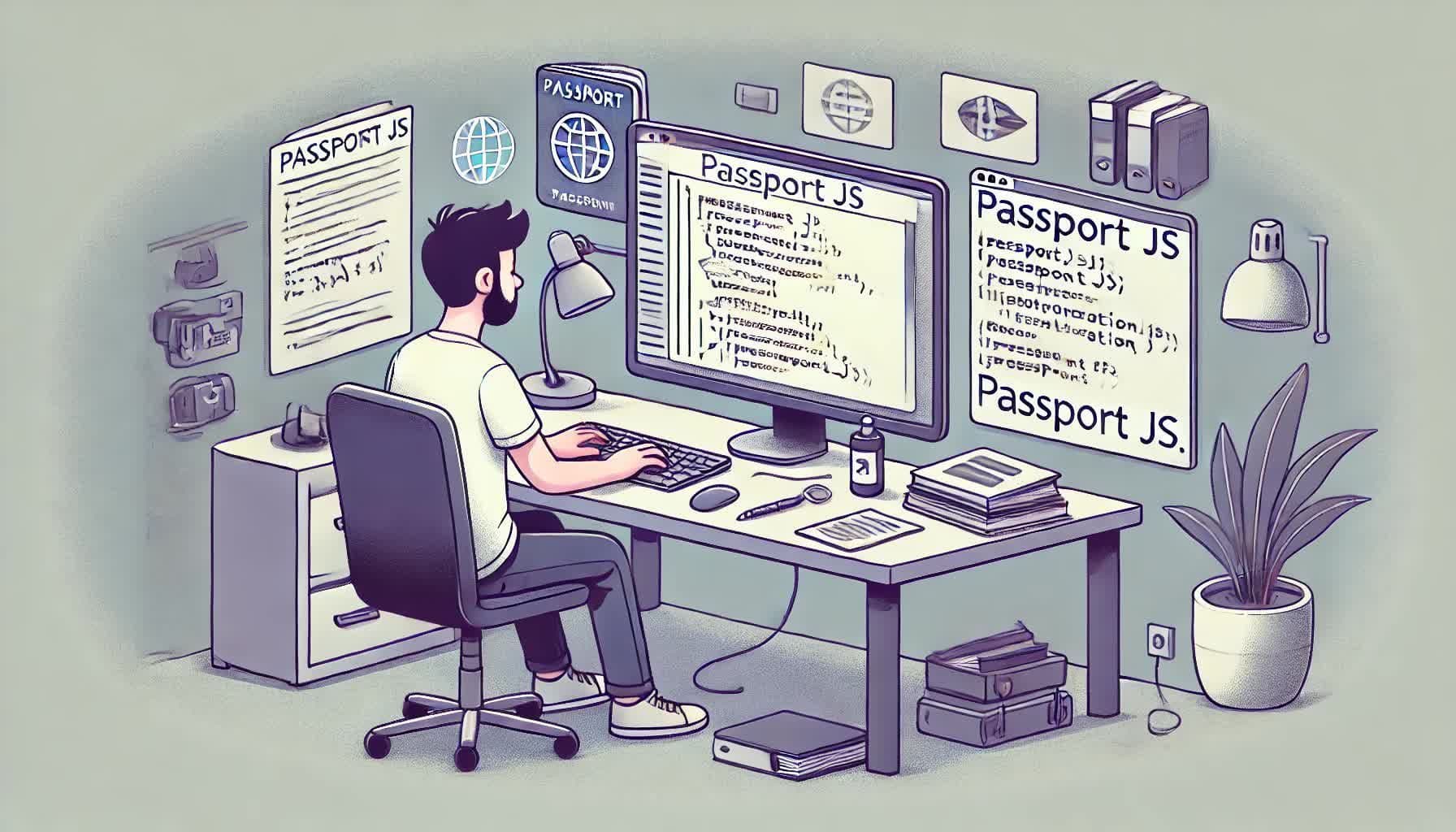 osoba używająca komputera, Passport JS