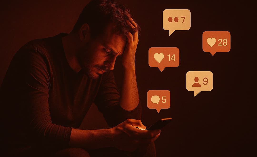 osoba korzystająca z telefonu, Dark post