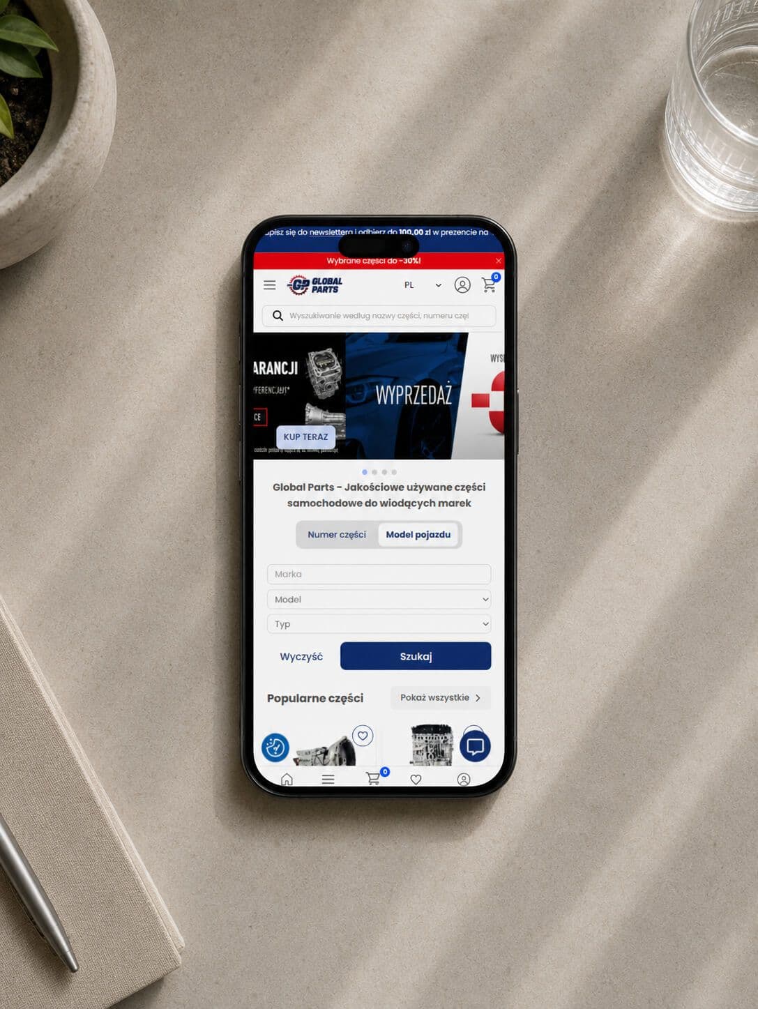 nowy sklep GlobalParts na telefonie