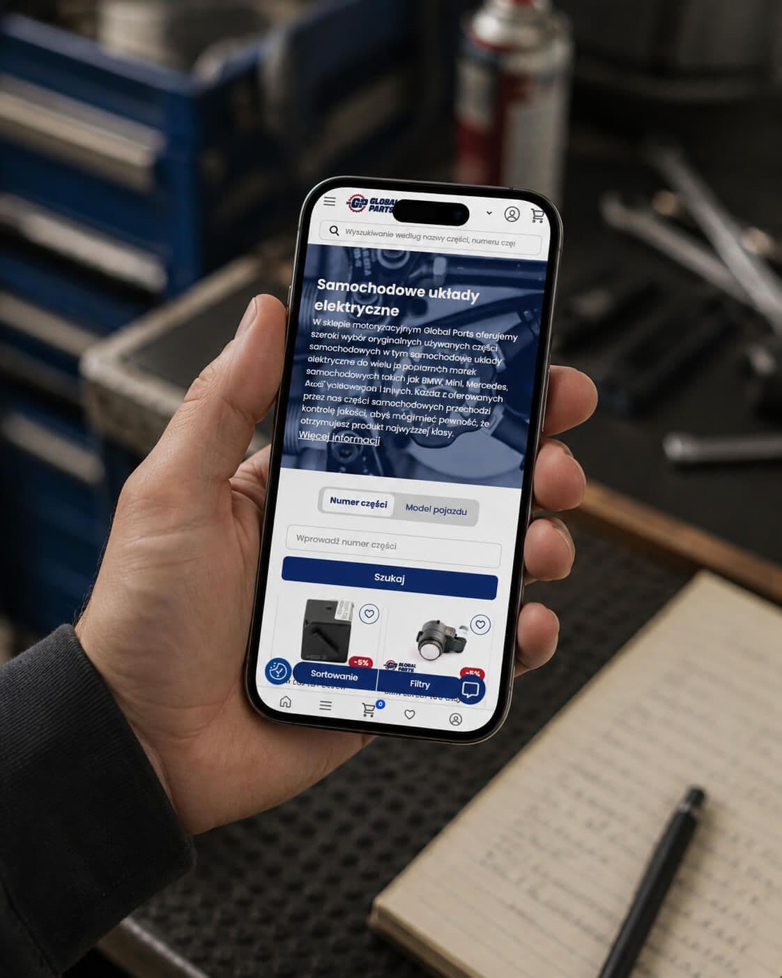 sklep GlobalParts na ekranie telefonu