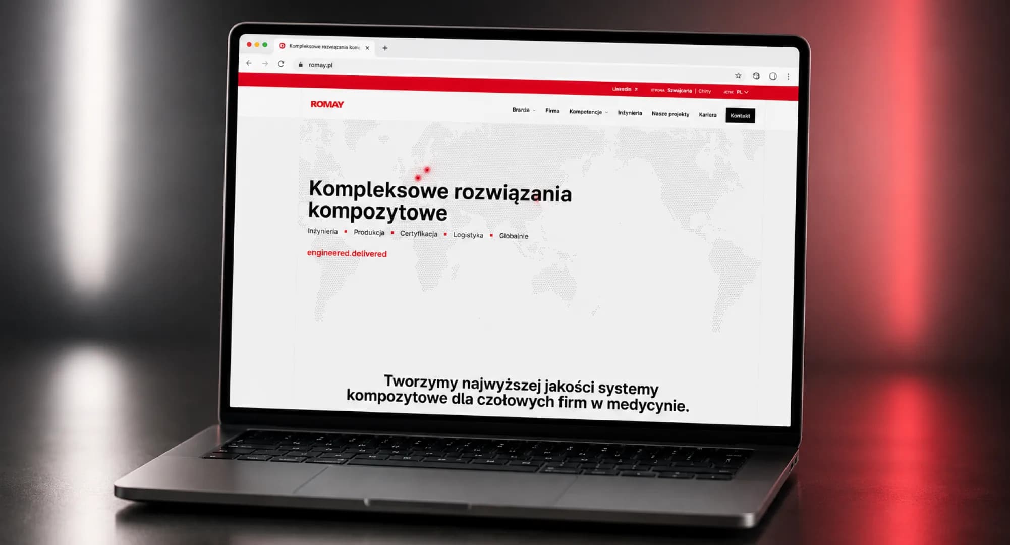 Strona główna ROMAY AG na ekranie laptopa
