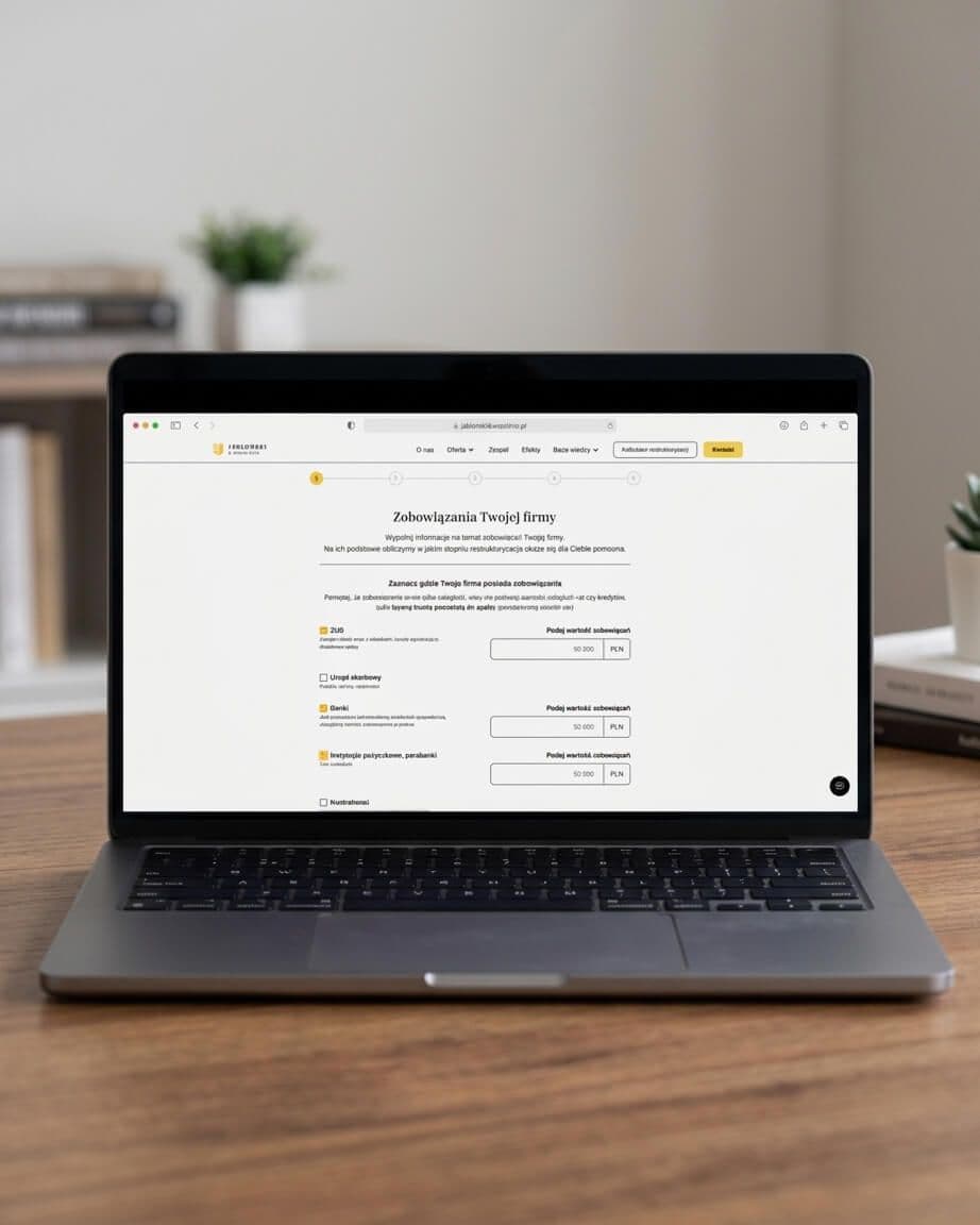 laptop z kalkulatorem z nowej strony jablonski-restrukturyzacja