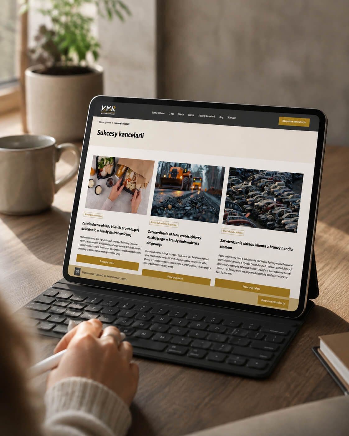 tablet z otwartą stroną kmr-restrukturyzacja
