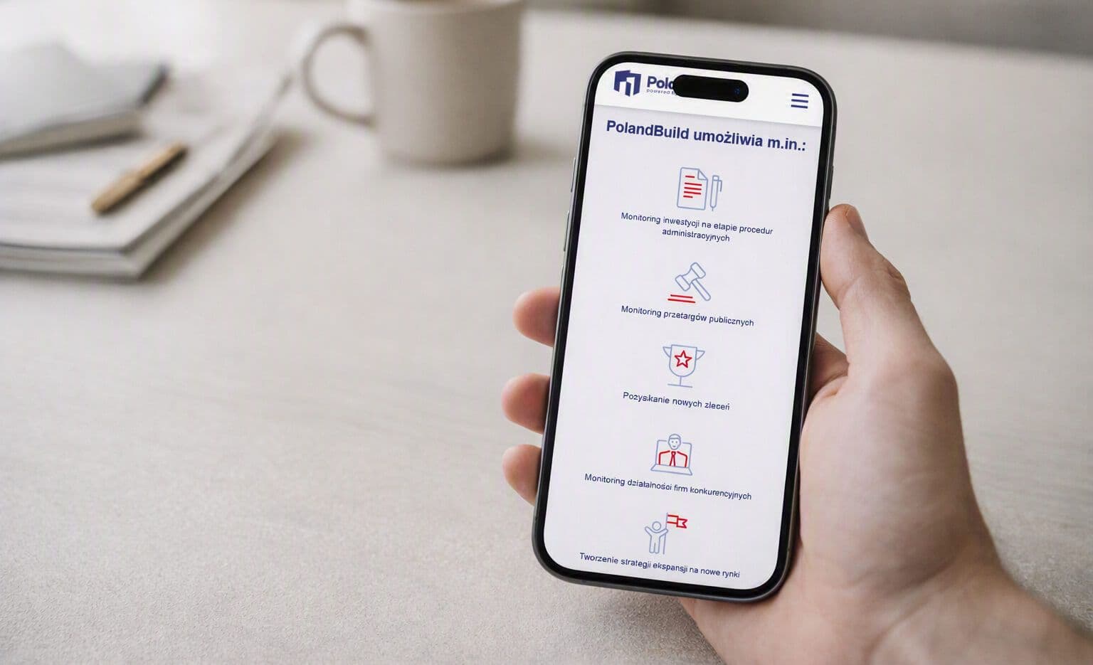 telefon z otwartą stroną poland-build