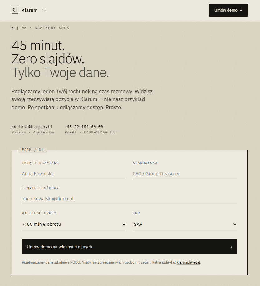 zrzut ekranu makiety wygenerowanej przez claude design