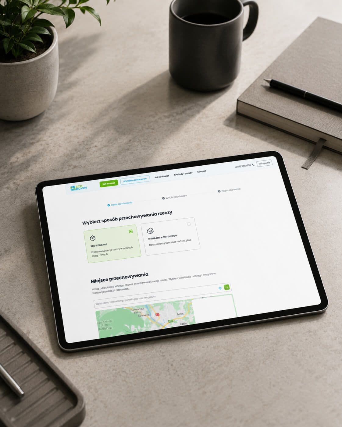 strona Ecobox24 na ekranie tableta