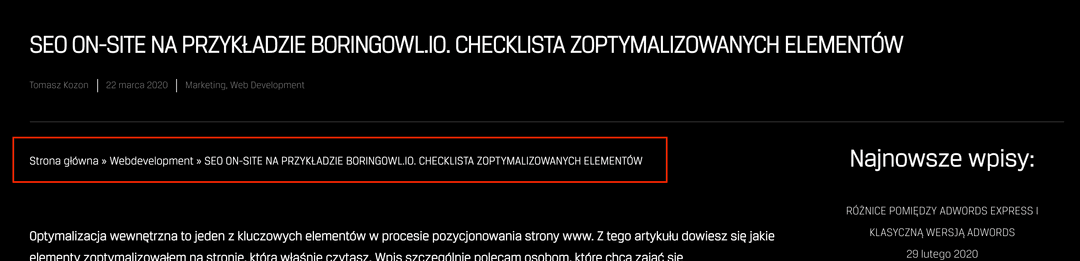 breadcrumbs okruszki chleba seo