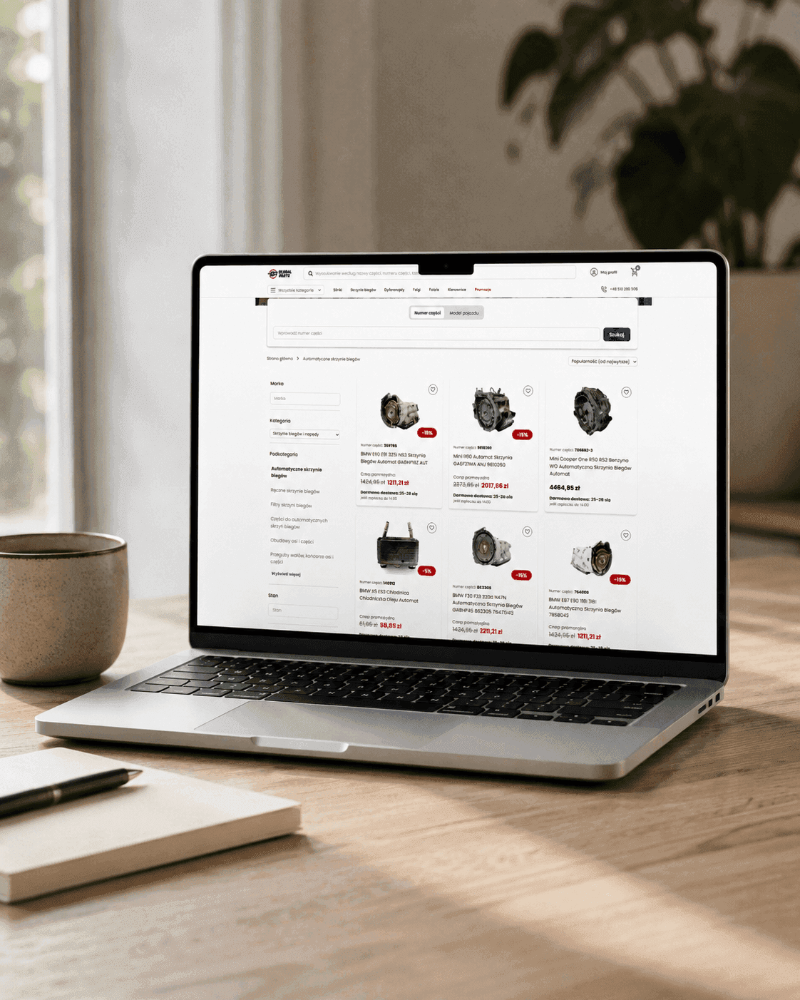 strona sklepu GlobalParts wdrożona przez Boring Owl