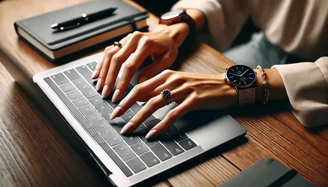 kobieta pracująca na laptopie, Retina.js