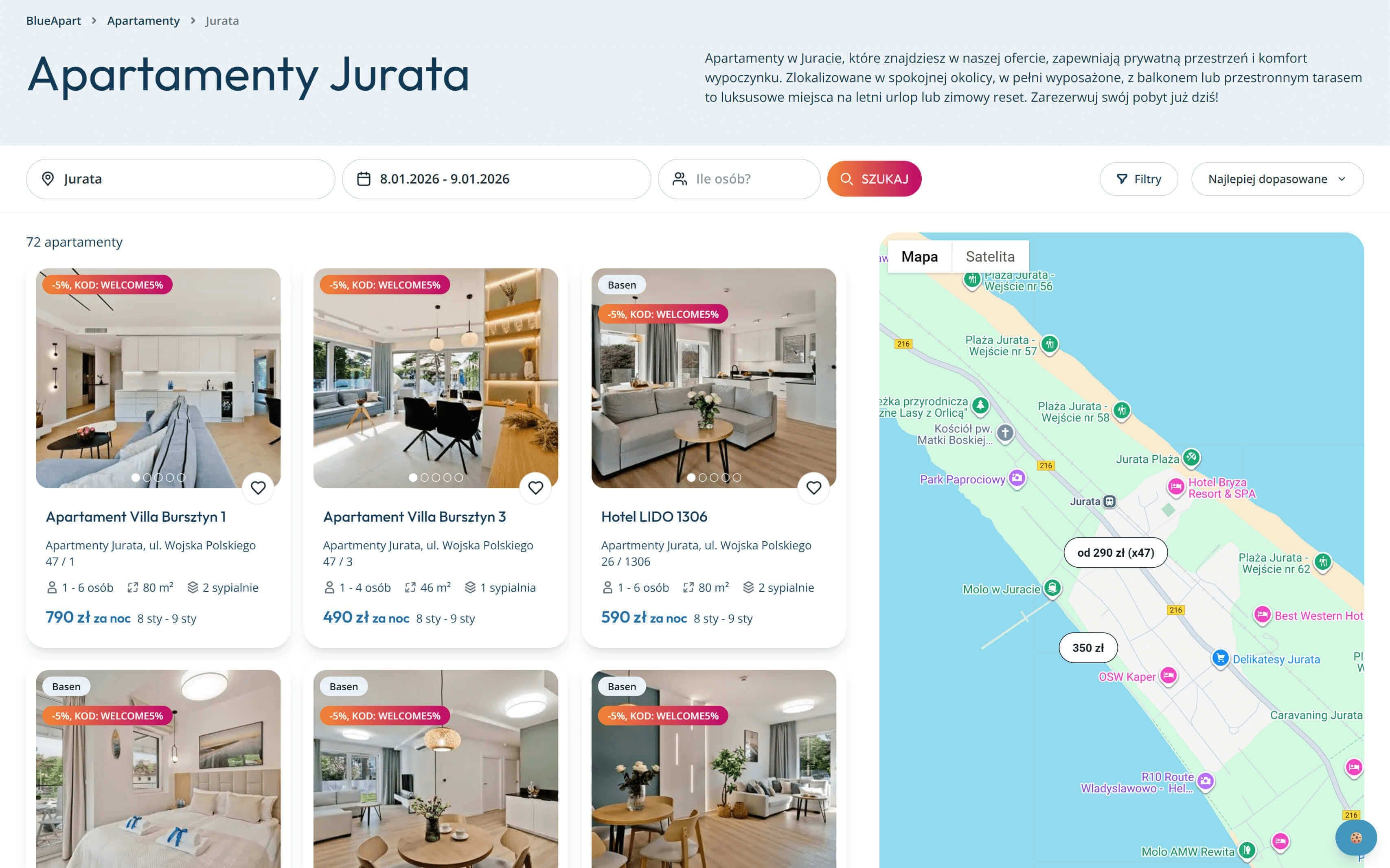 BlueApart wyszukiwarka apartamentów